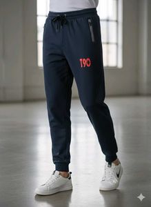 Navy Track with Red Accent