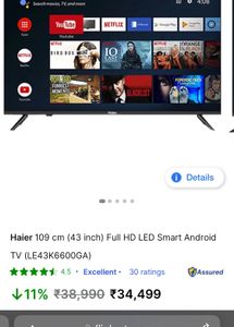Brand New Haier Android Smart TV 43” DVB2K