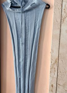 Blue Knitted Halter Maxi Dress