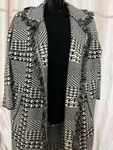 Houndstooth Fringe Coat