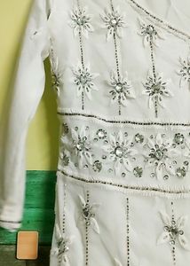 White Stone Work Kurti