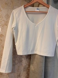 Brand New White V-neck Crop Top, Bust- 32/34