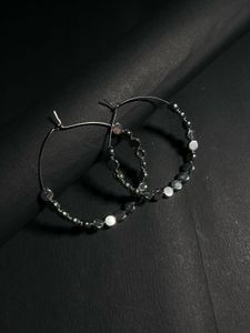 Silver Beaded Hoop Earrings