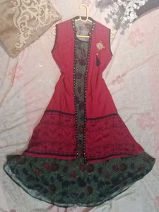 Multicolor Ethnic Anarkali Kurta Set, Size-S