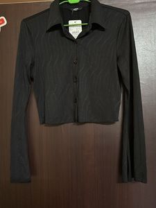 SHEIN Chic Black Button-Up Top