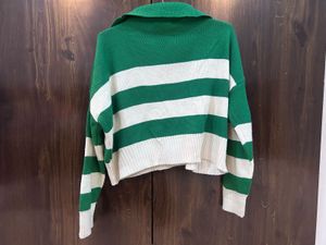 Striped Knit Cropped Sweater