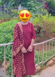 Maroon Floral Print Kurta Set