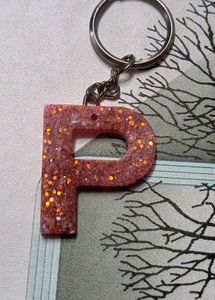 New P Letter Keychain Resin