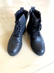 Black Leather Ankle Boots Genuine