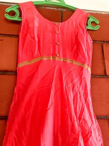 Elegant Pink Orange Gown cum Anarkali