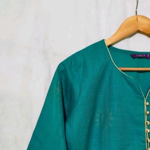 Libas Teal Green Straight Kurti
