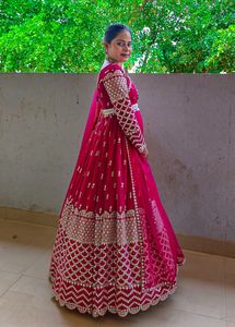 Pink And Gold Toned Embroidered Lehenga Choli