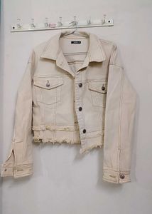 Ajio Beige Denim Jacket