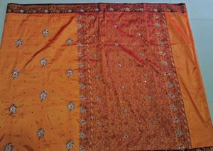 Elegant Orange and maroon  Embroidered Saree