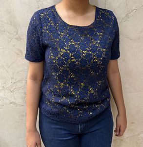 Navy Lace Top