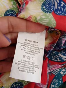 Red colour butterfly printed scarf