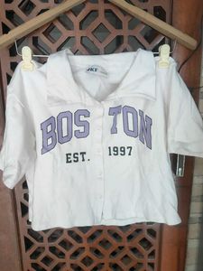White Boston Crop Top