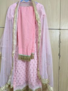 Baby Pink Beautiful Suit With Pant And Dupatta
