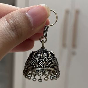 Oxidised Silver Plated Jhumka Earrings