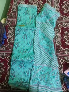 Teal Floral Print Salwar Kameez Suit