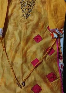Floral Print Fabric with Yellow Accent
