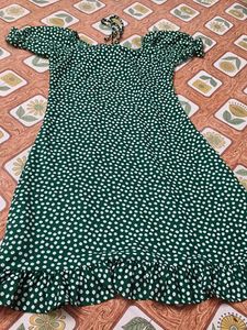 Green Ditsy Print Dress