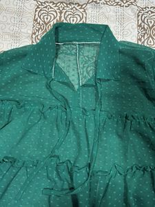 Green Sheer Ruffle Top