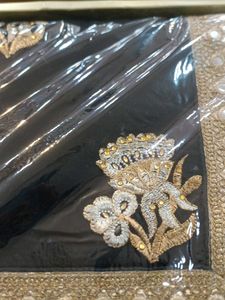 Elegant Black &amp; Gold Embroidered Saree