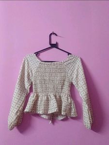 Ballon Sleeves Tie Up Top