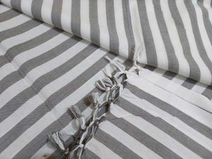 Grey Striped Cotton Bedsheet Bhagalpuri Topsheet