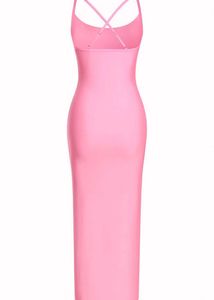 Barbiecore Pink Slit bodycon dress