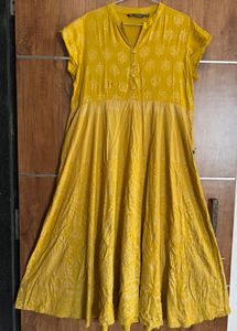 Elegant Mustard Round Flared Kurti