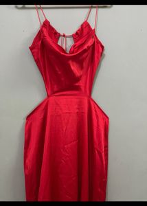 Urbanic Red Cowl Neck Cutout Dress