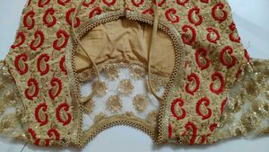 Gold &amp; Red Embroidered Blouse