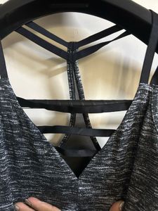 Gray &amp; White Sports Bra