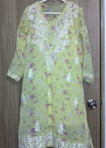 Floral Print Kurta With Attached Cotton Lining