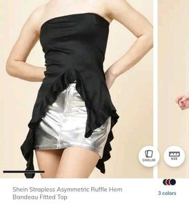 Chic Assymetric Strapless Ruffle fittedTop