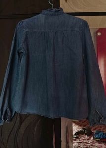 Denim Ruffle Collar Shirt &amp; Mendi colour Western s