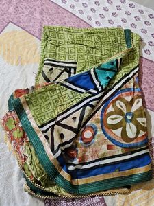 Digital Print Green Saree