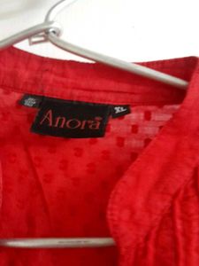 Red Self Print Kurta