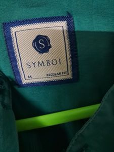 Symbol Mandarin Collar Green Shirt Medium