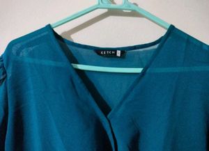 Navy Blue Peplum Top
