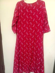 Red Floral Print Kurta