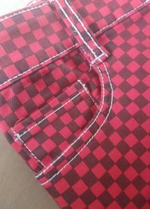 Checked Black And Red Jeans