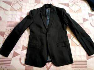 Men Black Slim  Fit Solid Blazer