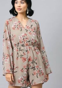 SASSAFRAS Beige Floral Playsuit