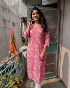 Pink Floral Kurta