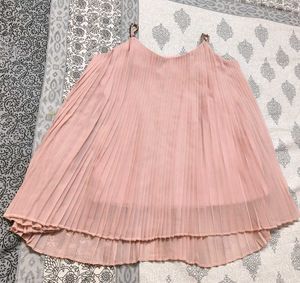 Women Pink Flared Double Layered Sleeveless Top