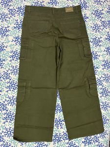 Olive Green Wide Leg Cargo Pants
