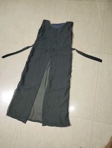 Ladies Solid Georgette Frontslit Kurta (Gray)